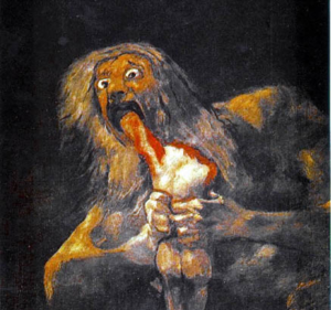 Fig.2: Salvamondo in azione (Francisco de Goya: Saturno devorando a un hijo)
